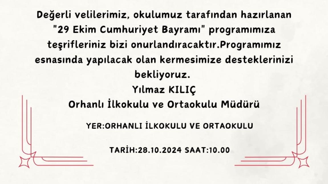 29 Ekim Cumhuriyet Bayramı Kutlama Programımıza Davetlisiniz.